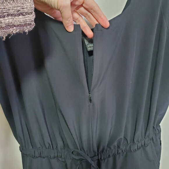 PRANA Railay Jumpsuit Tie Waist Zip Neck Stretch Relaxed Fit Black Women's Large - Picture 4 of 16